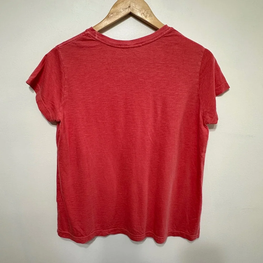 Marine Layer T-Shirt Womens Medium Red Short Sleeve Crew Neck Slub Knit Casual - Picture 8 of 8
